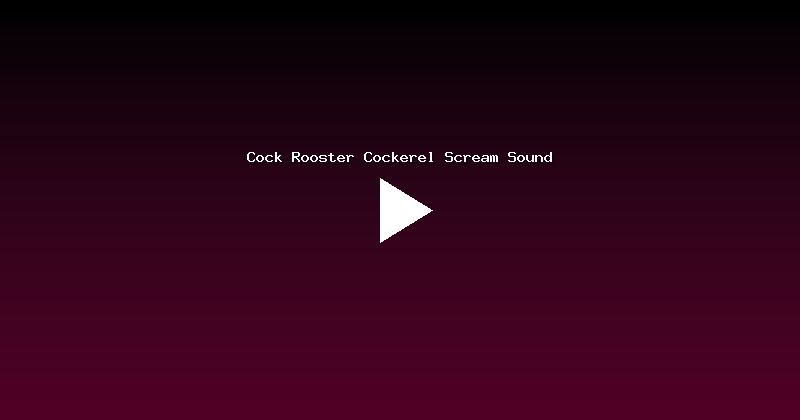 Cock Rooster Cockerel Scream Sound